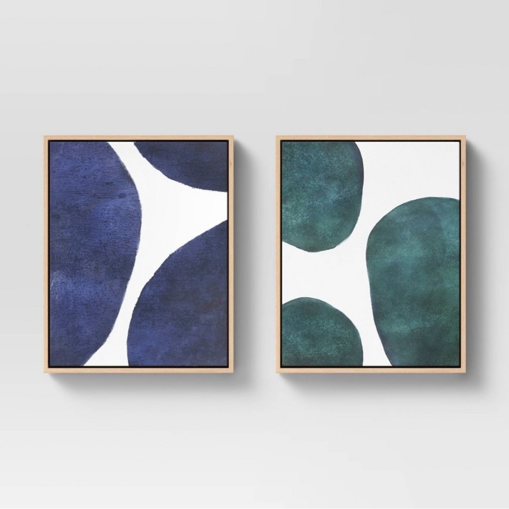 Project 62 NEW2pc large circles abstract framed wall art16x20